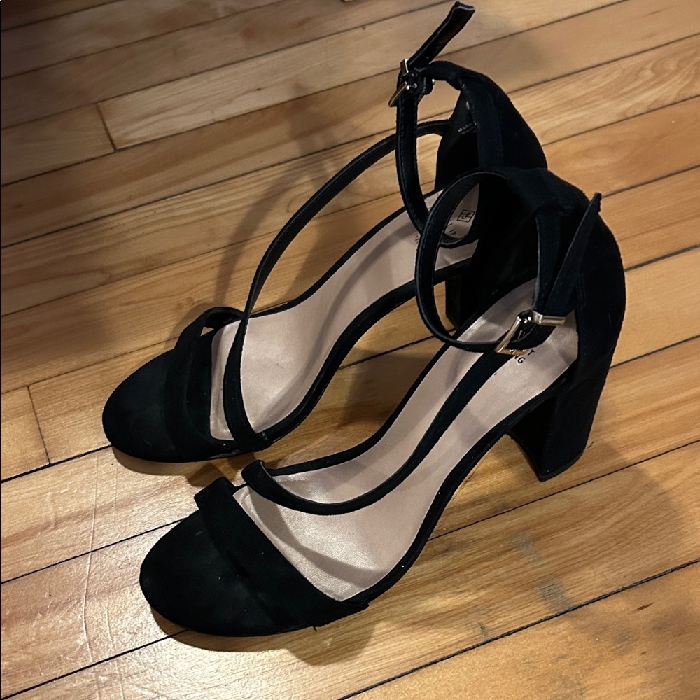 Call It Spring Black Ankle Strap Heels
